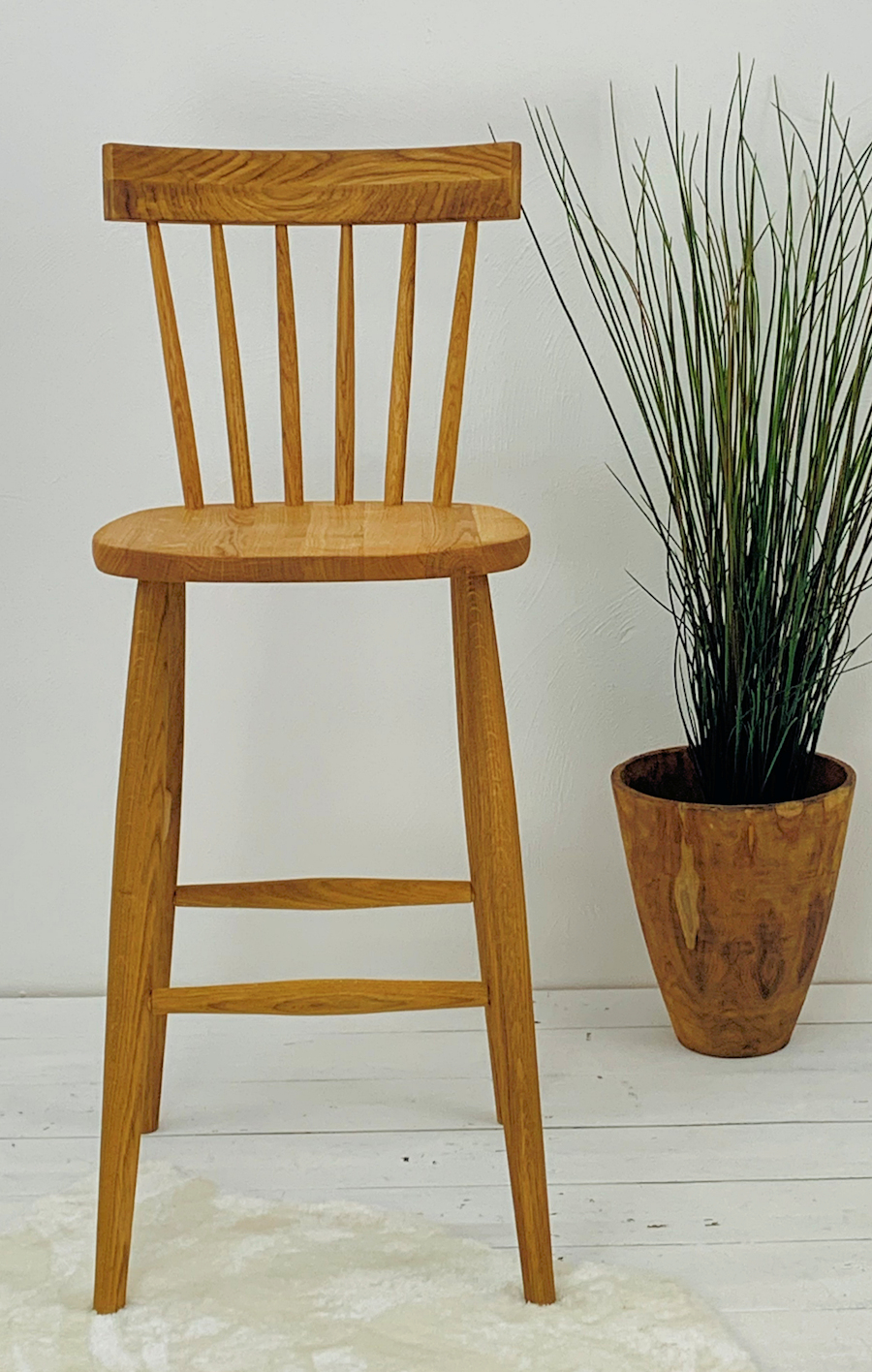 Oak Hexham Bar Stool - Oiled (Front On)